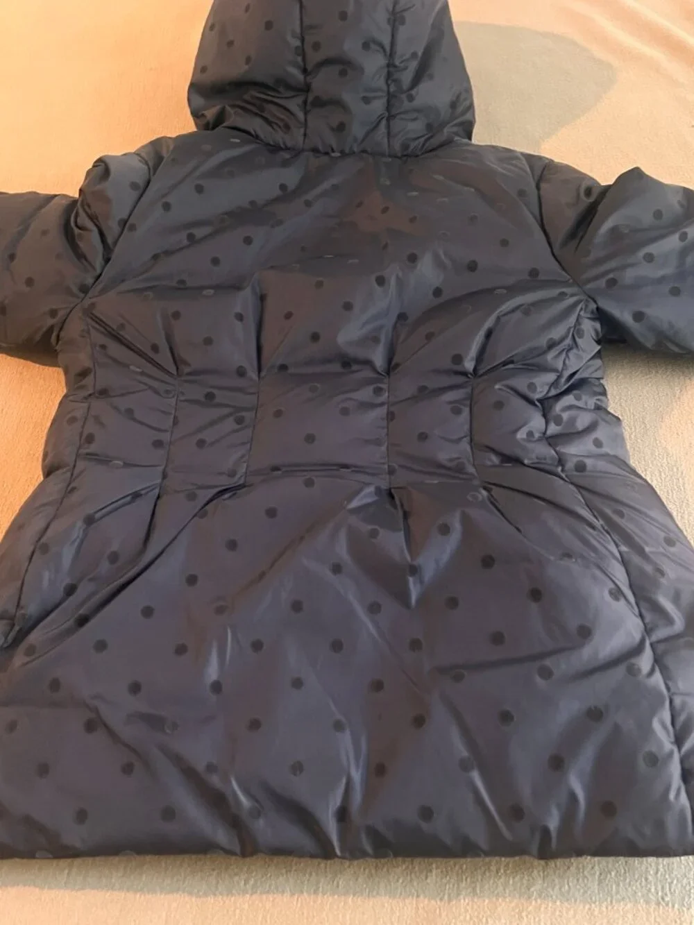 Jacadi Girls Puffer Lining Jacket Polka Dots Hooded Size 140 sm. US 10 Years